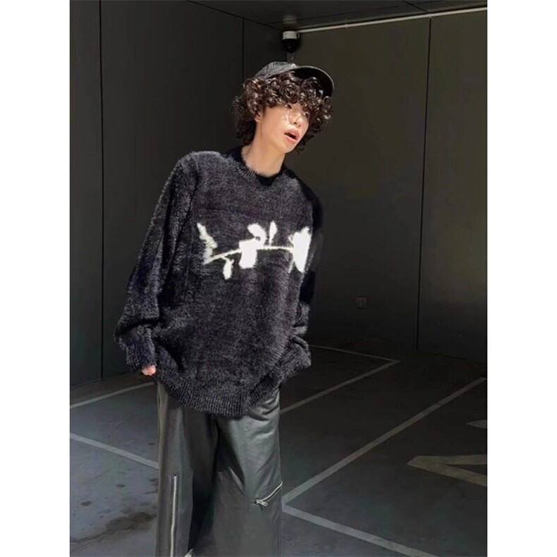 慵懒风痞帅仿水貂毛毛衣宽松潮牌美式复古针织衫MY344特P55,男装针织衫/毛衣,星座908-1
