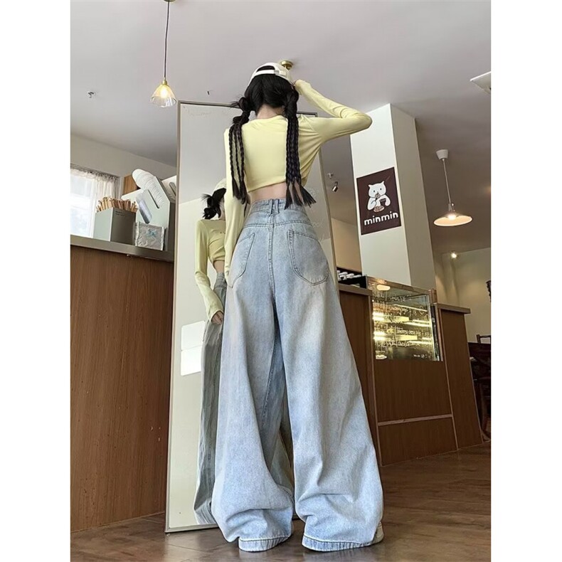 设计感小众美式褶皱水洗直筒牛仔裤男宽松慵懒风情侣裤子-S26-p48,男装牛仔裤,星座601-2