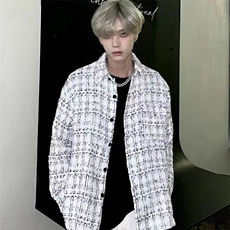 春秋款外套男装百搭显瘦宽松潮流格子毛呢衬衫潮牌JK652，男装衬衫，星座208-5