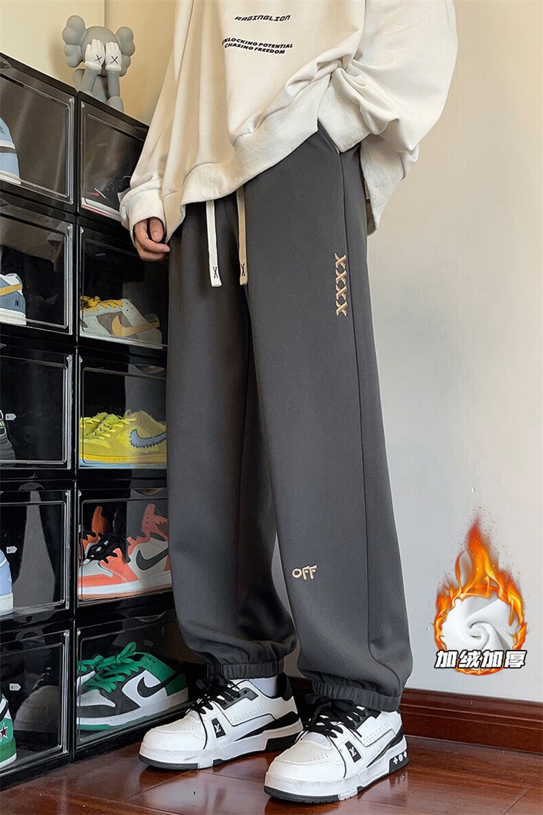 2024冬季新款内景大码加绒菠萝格刺绣卫裤M-5XHK23865-特P35,男装休闲裤,电商A022