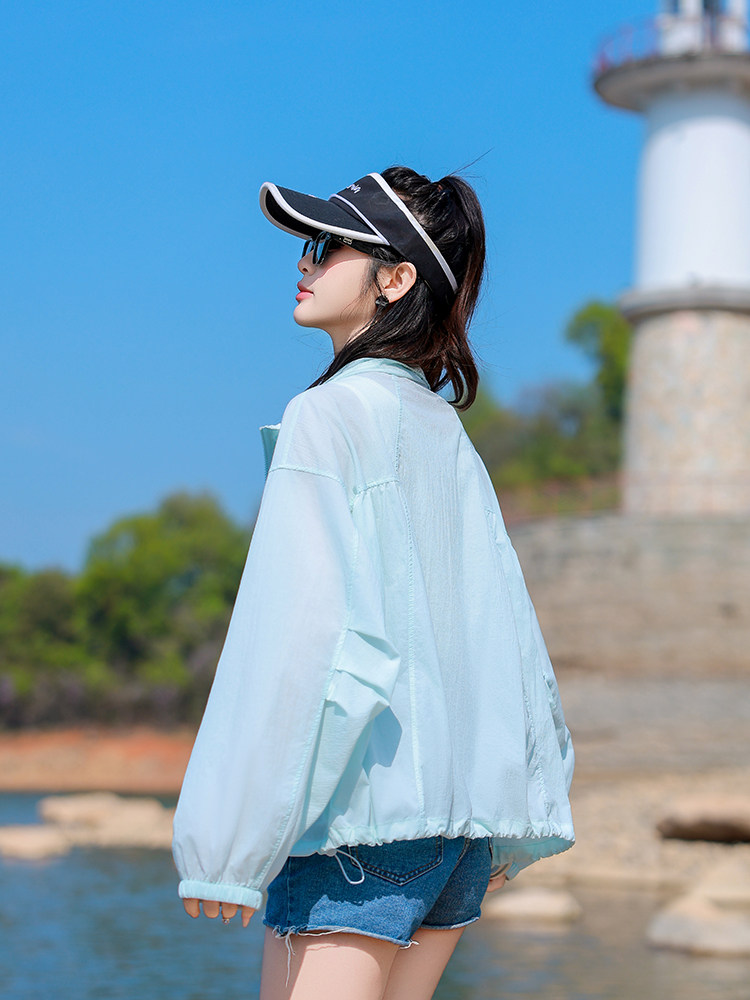 时尚防晒衣女2025新款夏季宽松显瘦百搭休闲轻薄外套女短款小个子,女装防晒衣,可可小西