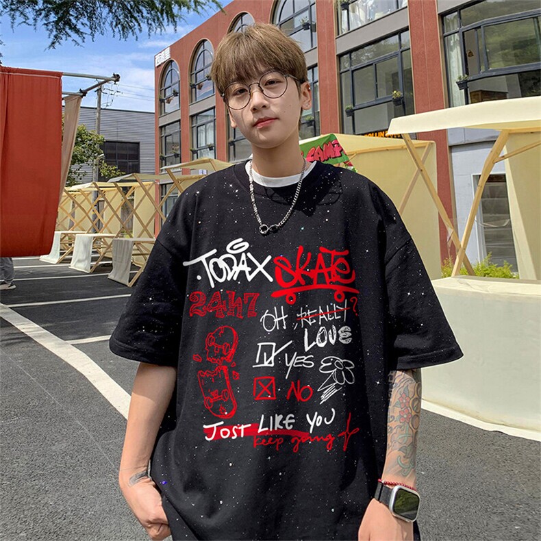 可48小时发货支持抖音得物来样二开美式满天星亮片短袖T恤MTX631,男装T恤,电商A486