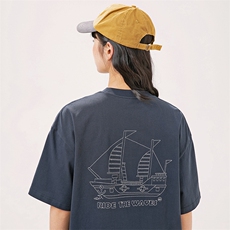2024夏季新款男装日系潮牌纯棉印花圆领宽松短袖休闲T恤T958-F48，男装T恤，电商A101（原外27）