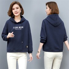 2021春季新款休闲运动连帽印花卫衣，女装卫衣/绒衫，独衣靓