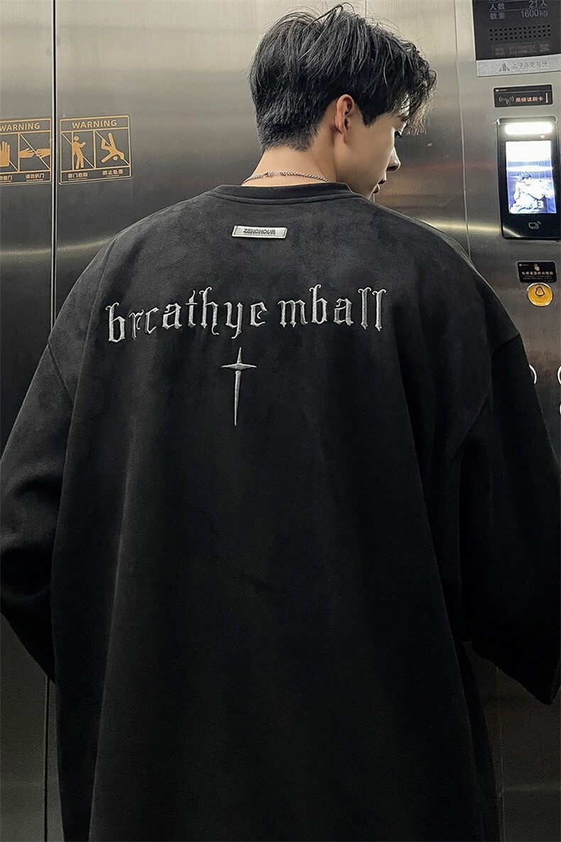 春季刺绣麂皮绒卫衣QC5184-TP40控价58港风2024春圆领外套男,男装卫衣,电商A102-1