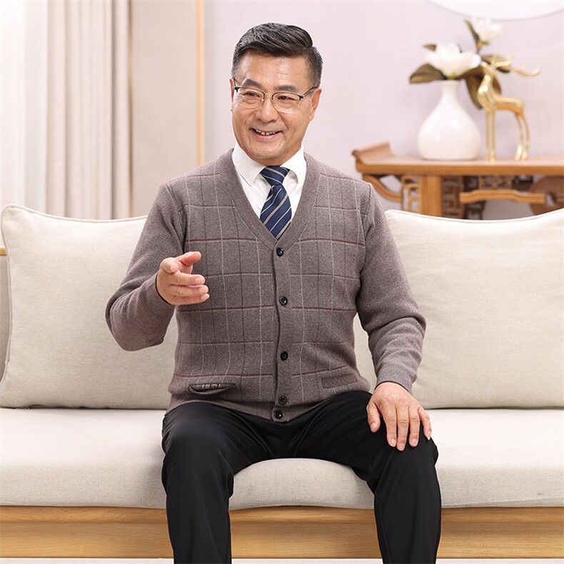 秋冬季舒适亲肤透气大码坚格款长袖针织衫开衫男装,男装针织衫/毛衣,亚东羊绒制品