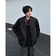 8XL-M美式复古棒球服外套男特大码潮牌双拉链立领夹克衫JK005P85，男装夹克，电商B312
