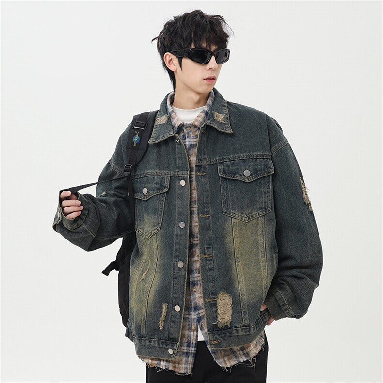 《现货主推》春季破洞牛仔夹克外套GXX03-P80控118,男装夹克,电商C303