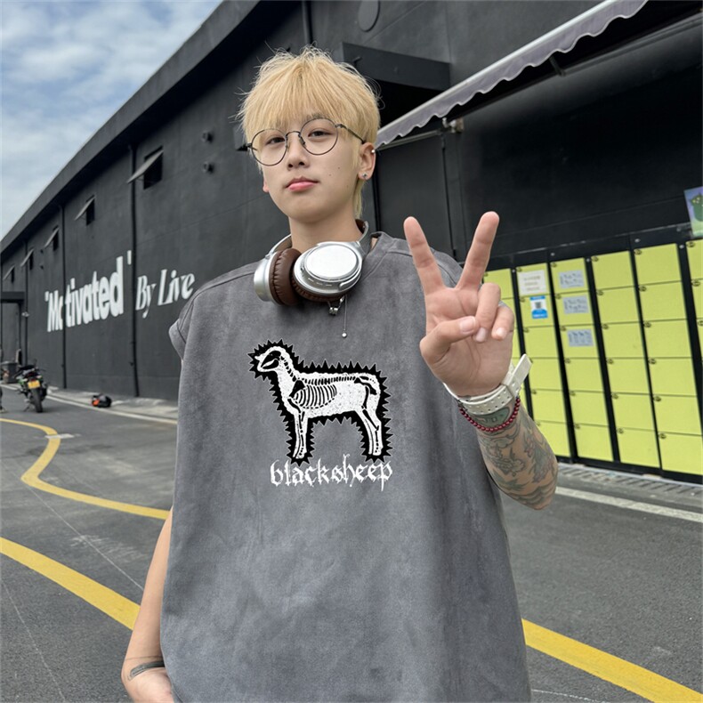 麂皮绒背心坎肩男T恤美式港风潮JB450-特P19控38,男装背心/马甲,电商B370
