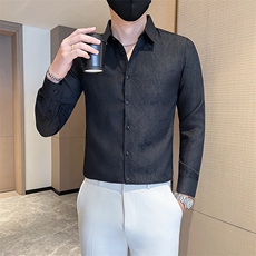 秋冬男士提花长袖修身衬衫男新款店主风衬衣301A-1/CS465/P55控75，男装衬衫，星座301A-1