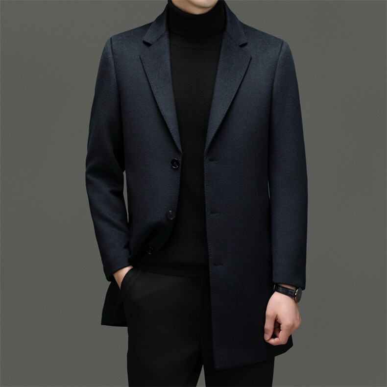 男装毛呢大衣AE823中长款羊毛大衣含羊绒商务版有大码，男装毛呢大衣，钱塘207-1