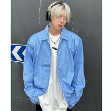 JK02-P75-现货秋装休闲条纹夹克薄款外套百搭上衣夹克衫，男装夹克，电商B327
