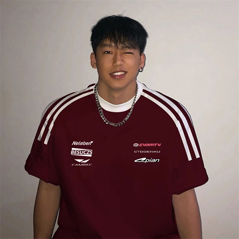 夏季美式高街重磅纯棉三条杠织带撞色男女短袖T恤ZD386-特P30,男装T恤,电商A486