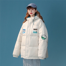 中性22冬季新款设计感潮牌印花加厚连帽面包服棉衣MY153P115控148，男装棉衣，A247A
