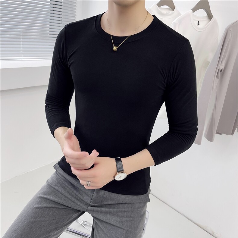 双面绒长袖T恤打底衫男德绒亲肤面料修身纯色圆领D303-520-p35,男装T恤,电商D303