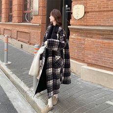 【新款】已出货黑白格纹双面穿羊羔毛大衣外套C58-P190K288，女装毛呢外套，2C272