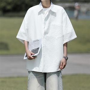 8XL-M泡泡纱盐缩肌理短袖衬衫男夏季冰丝外套防晒衬衣DC28011P36图片