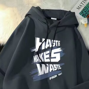 2025欧美高街字母简约刺绣连帽卫衣男宽松休闲百搭帽衫情侣ins潮图片