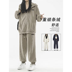 深灰色休闲运动套装新款宽松卫衣束脚裤两件套TZ851-特批-123，男装卫衣，星座718