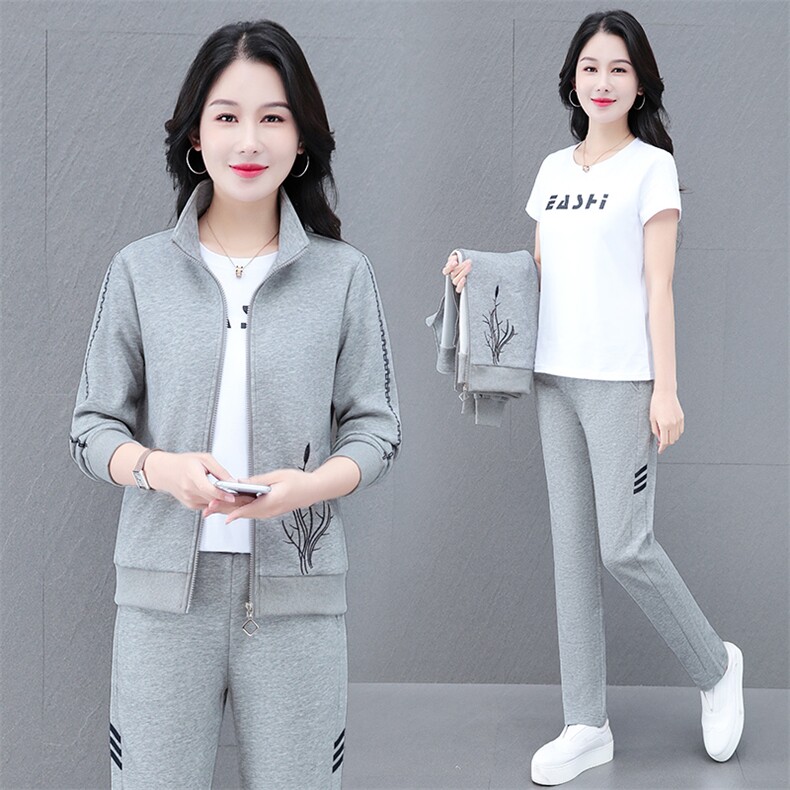洋气减龄休闲运动服套装女春秋2025新款气质妈妈装高端卫衣三件套,女装套装/套裙,燕颉服饰