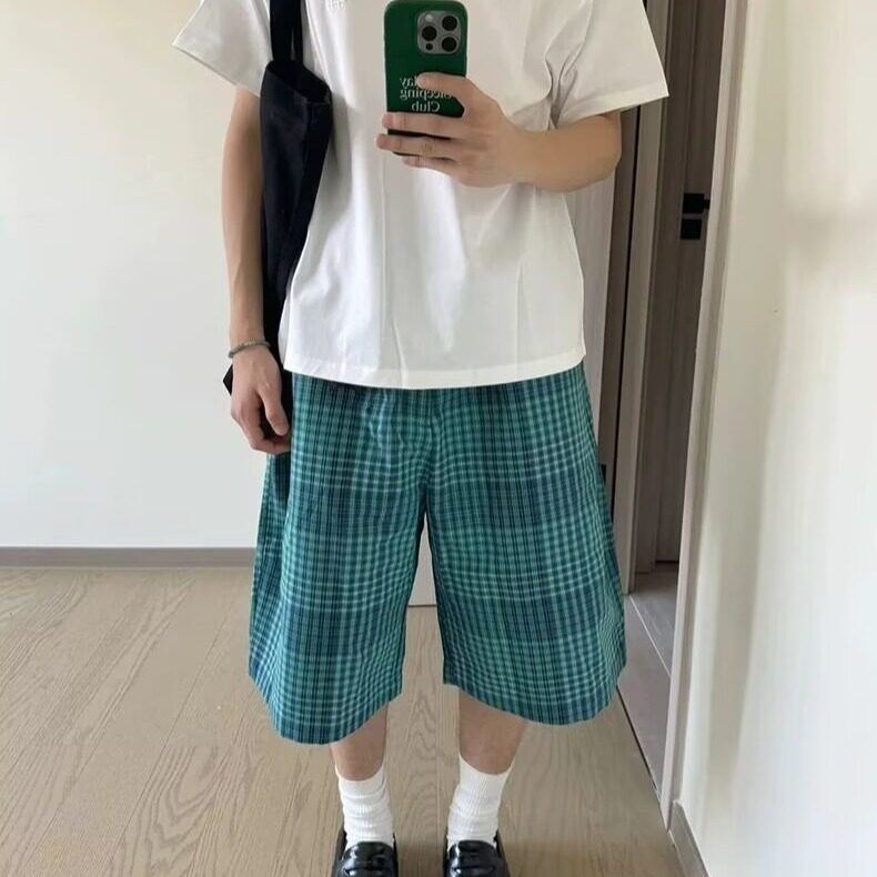 夏季宽松休闲居家格子五分裤薄款-DK89-网络图,男装牛仔裤,星座1002-2