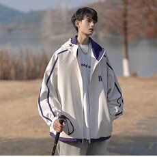 W305-P62美式连帽冲锋衣外套男2025春秋新款机能风户外登山宽松，男装T恤，电商B323A