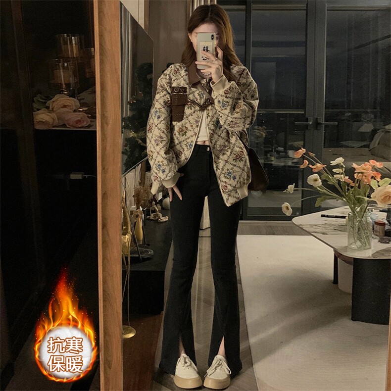 潮加厚复古牛角皮扣碎花棉女2025冬新款设计感棉服C537-120,男装棉衣,星座911-2(原星座613-2）