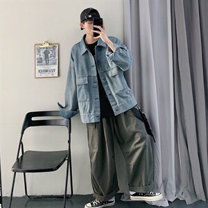 秋季港风ins牛仔外套男韩版潮流潮牌复古宽松休闲夹克jk523-p55，男装工装外套，星座1008-2
