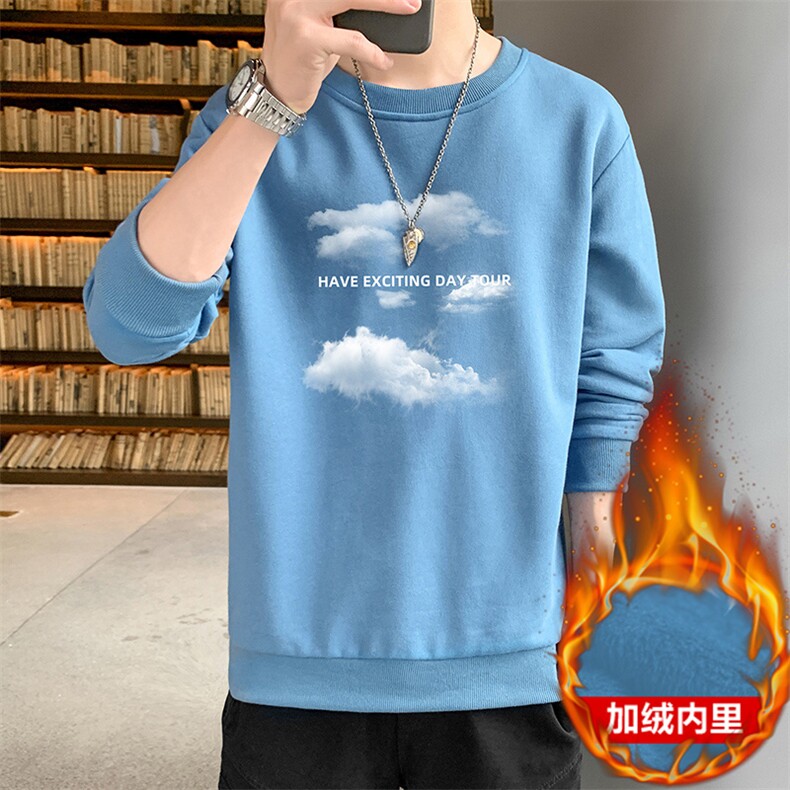 秋冬新款2022潮流男士云朵印花加绒卫衣大码1210-2-F077加绒-P19,男装卫衣,星座1816-2（原1210–2）