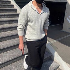 半拉链连帽毛衣男春秋潮设计感小众痞帅休闲针织衫外套MY8220P65，男装针织衫/毛衣，星座1013-5