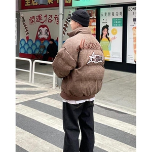 拉链慵懒男女百搭直筒型长袖流行棉衣街头简约立领棉服 MA26图片
