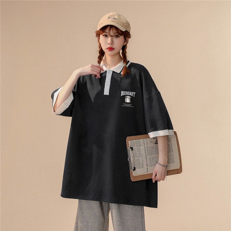中性风新款夏季百搭翻领纯棉时尚百搭宽松短袖T恤PL283P40控58,男装T恤,A247A