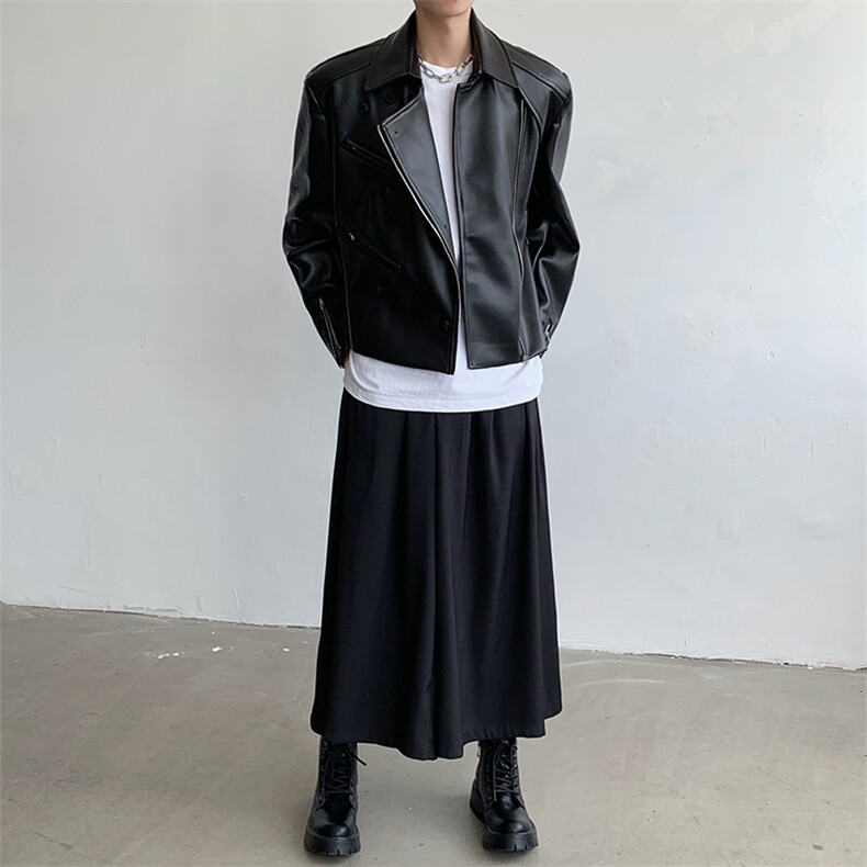高级感pu皮夹克外套男暗黑系痞帅炸街宽松短款机车服2376-P145,男装夹克,星座512-1（原513-3）