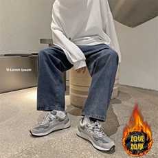 港风复古牛仔裤男宽松直简阔腿裤拖地老爹裤G7004加绒P48常规38，男装牛仔裤，星座1116-2