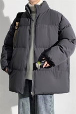 冬上新青少年加棉加厚棉服潮纯色保暖连帽棉衣外套男女9979-P80，男装棉衣，电商A441-1