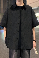 特批P35无差价夏季肌理感裂纹压皱设计感小众五分袖衬衫男CD2247，男装衬衫，电商A001-1