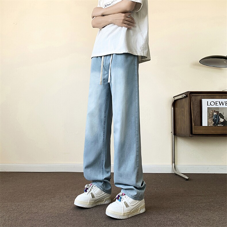 B221美式ins高街小众宽松夏季冰凉冰丝牛仔裤LK24172-P60控78,男装牛仔裤,电商B221