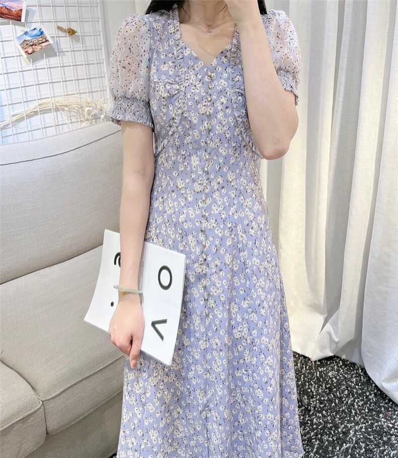 DINOBIENS【现货】夏季新款仙女气质小花连衣裙，女装连衣裙，迪诺比亚