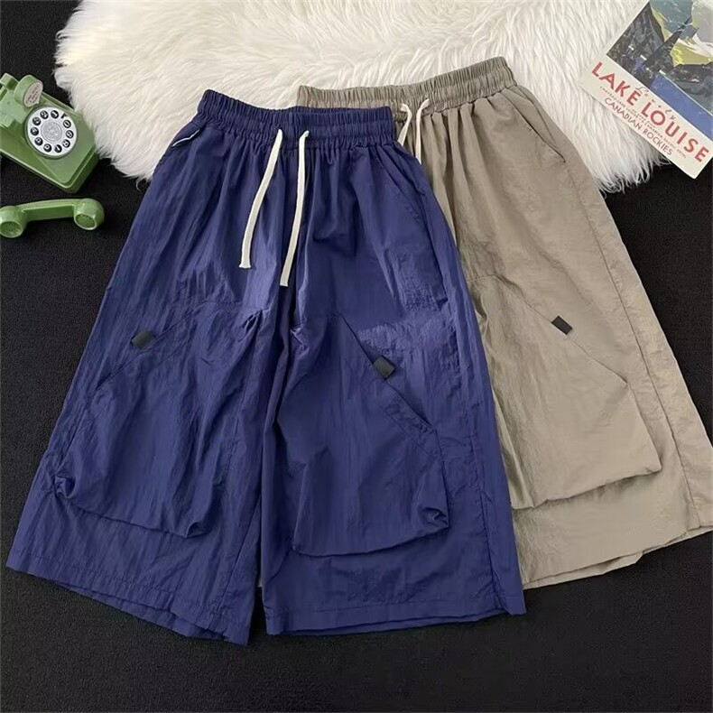 港仔文艺男工装速干短裤男夏季日系宽松男生运动五分裤D1089/P35,男装牛仔裤,星座506
