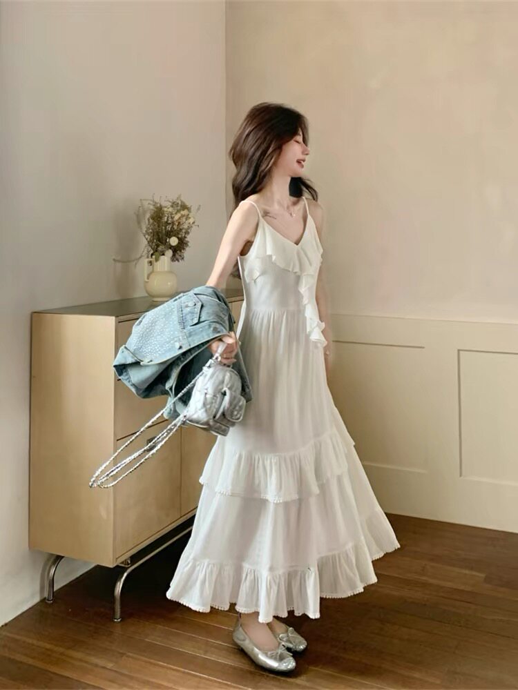 【现货】主推白色吊带连衣裙P155-K248,女装连衣裙,浙宝128A