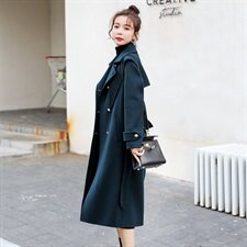 时尚显瘦中长款毛呢大衣女秋冬新款气质百搭外套，女装毛呢外套，秋水欣儿