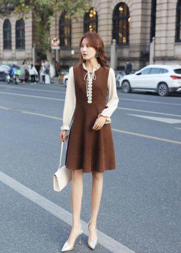 春装连衣裙，女装连衣裙，水锦红