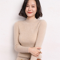 秋冬新款半高领山羊绒衫女打底衫简约套头毛衣，女装羊绒衫，五色羊羊绒