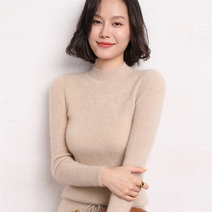 秋冬新款半高领山羊绒衫女打底衫简约套头毛衣图片
