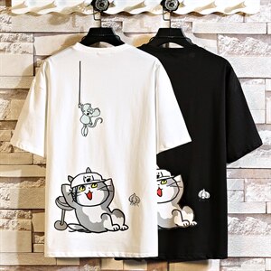 2021夏季新白砖墙日系大码男已注册卡通印花短袖T恤T1055-P25图片