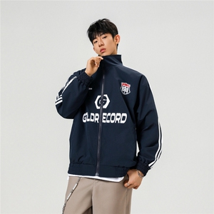 2026春季新款经典美式中性三条杠撞色立领夹克JK1005-P65-控89图片