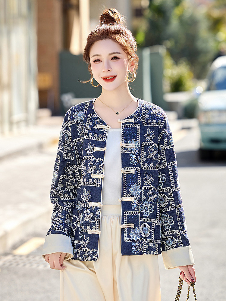 K姐重工立体刺绣休闲宽松气质风外套女,女装短外套,布芭啦