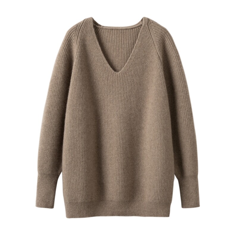 山羊绒V领加厚套头衫针织毛衣冬季保暖，女装羊绒衫，温达纯山羊绒