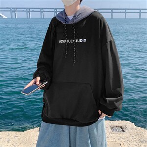 ins撞色拼接卫衣男韩版潮流长袖上衣秋季宽松连帽学生 W1330-P30图片