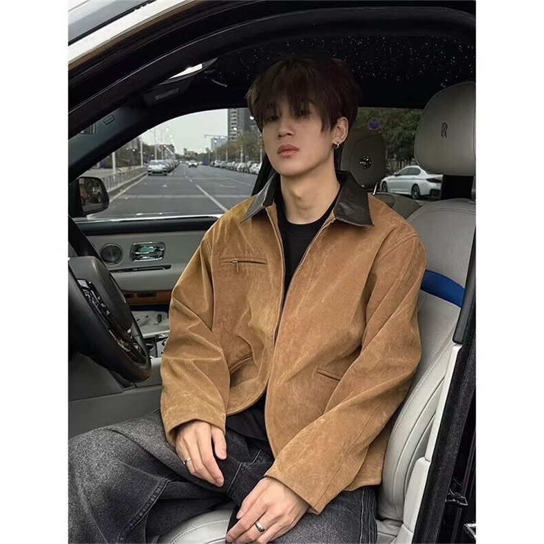 网图现货美式宽松卡其色底特律翻领工装外套JK291/P85，男装工装外套，星座205-3